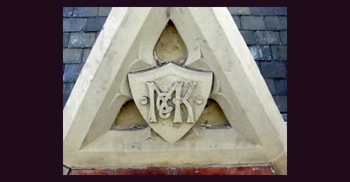 The McKennas’ ‘McK’ monogram above the oriel window on The Picturehouse building, part of Band on the Wall since 2009