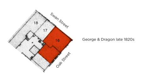 Figure 9 – The first expansion of the George & Dragon, annexing the adjacent vaults in Oak Street 
